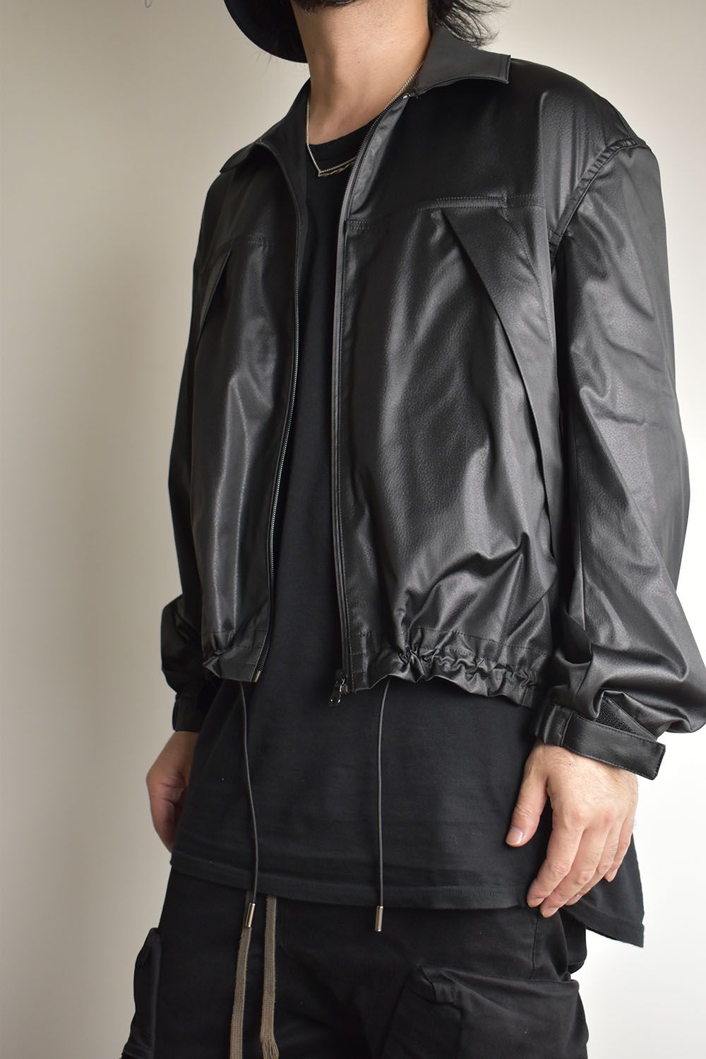 Fake Fake Leather Flight Jacket"Black"/フェイクフェイクレザーフライトジャケット"ブラック"