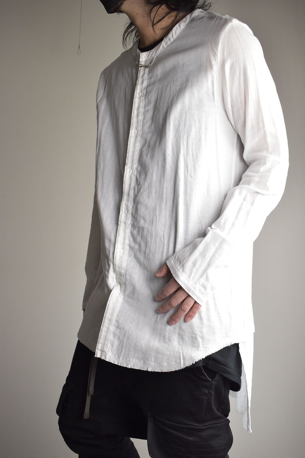 Round Neck Reversible Gauze Shirt"Off White" / ラウンドネックリバーシブルガーゼシャツ"オフホワイト"