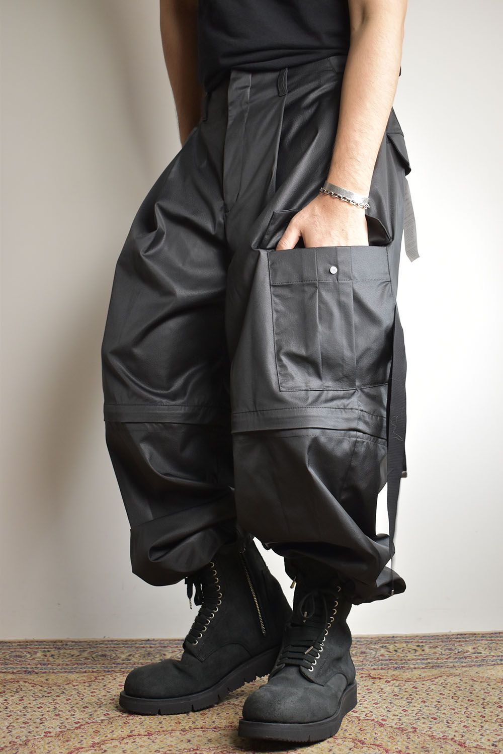 Fake Fake Leather Detachable Cargo Pants"Black"/フェイクフェイクレザーデタッチャブルカーゴパンツ"ブラック"