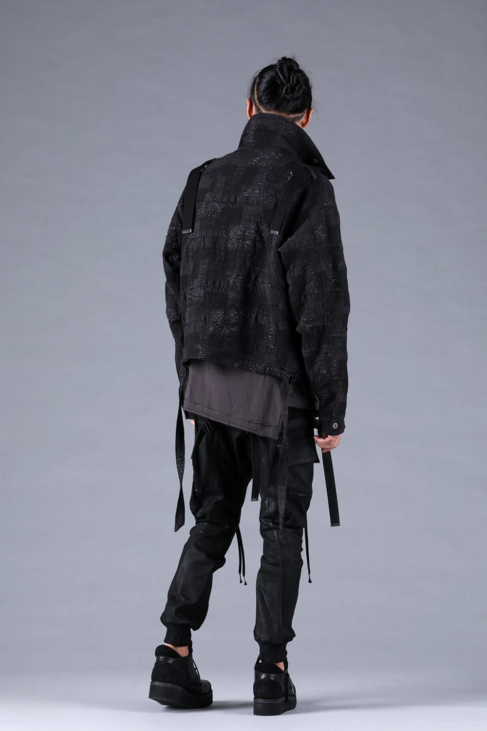 Crust Jacquard Salopette Layered Jacket"Black" / クラストジャガードサロペットレイヤードジャケット"ブラック"