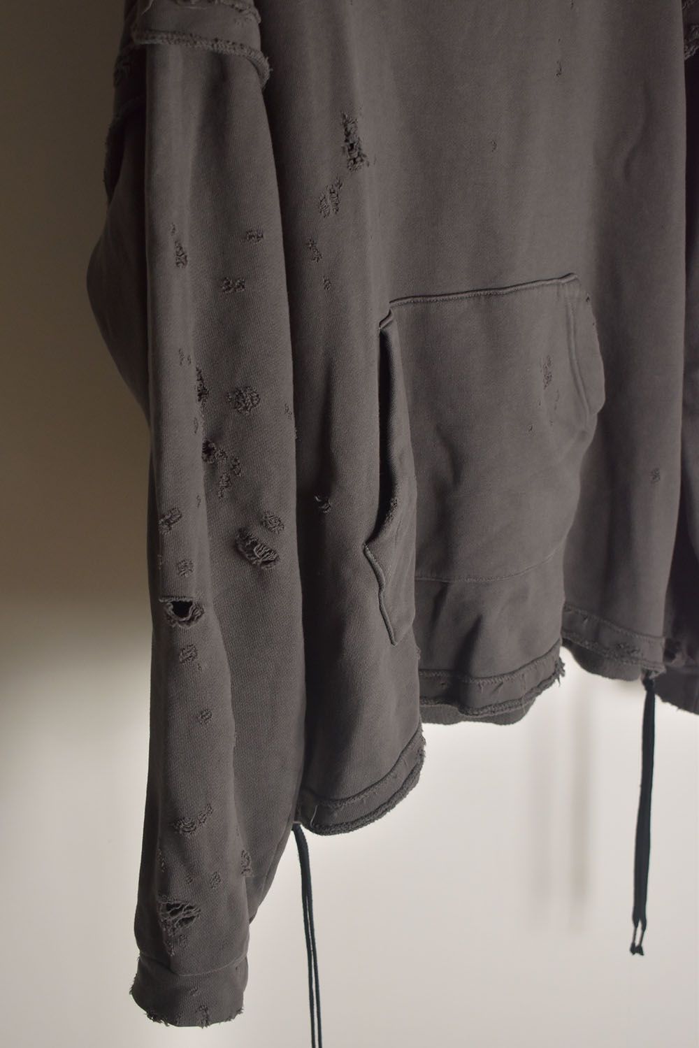 Untwisted Sweat Oversized Pullover Hoodie "Charcoal" / 無撚糸裏毛オーバーサイズプルオーバーフーディー"チャコール"
