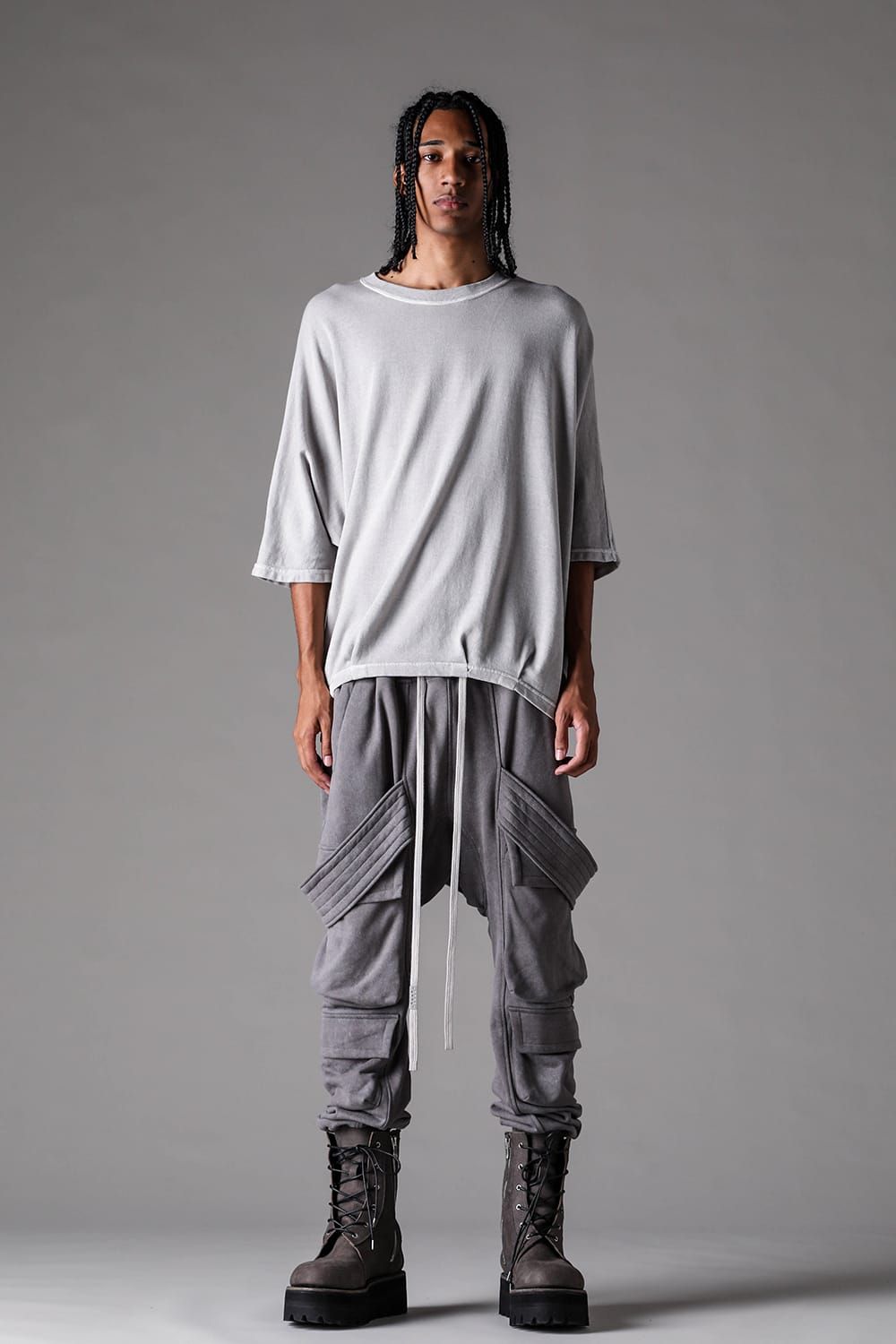 《2027SS先行予約》Sumi Dyed Lightweight French Terry Dolman Jumbo Tee"L.Grey" / 墨染ミニ裏毛ドルマンジャンボTee"ライトグレー"