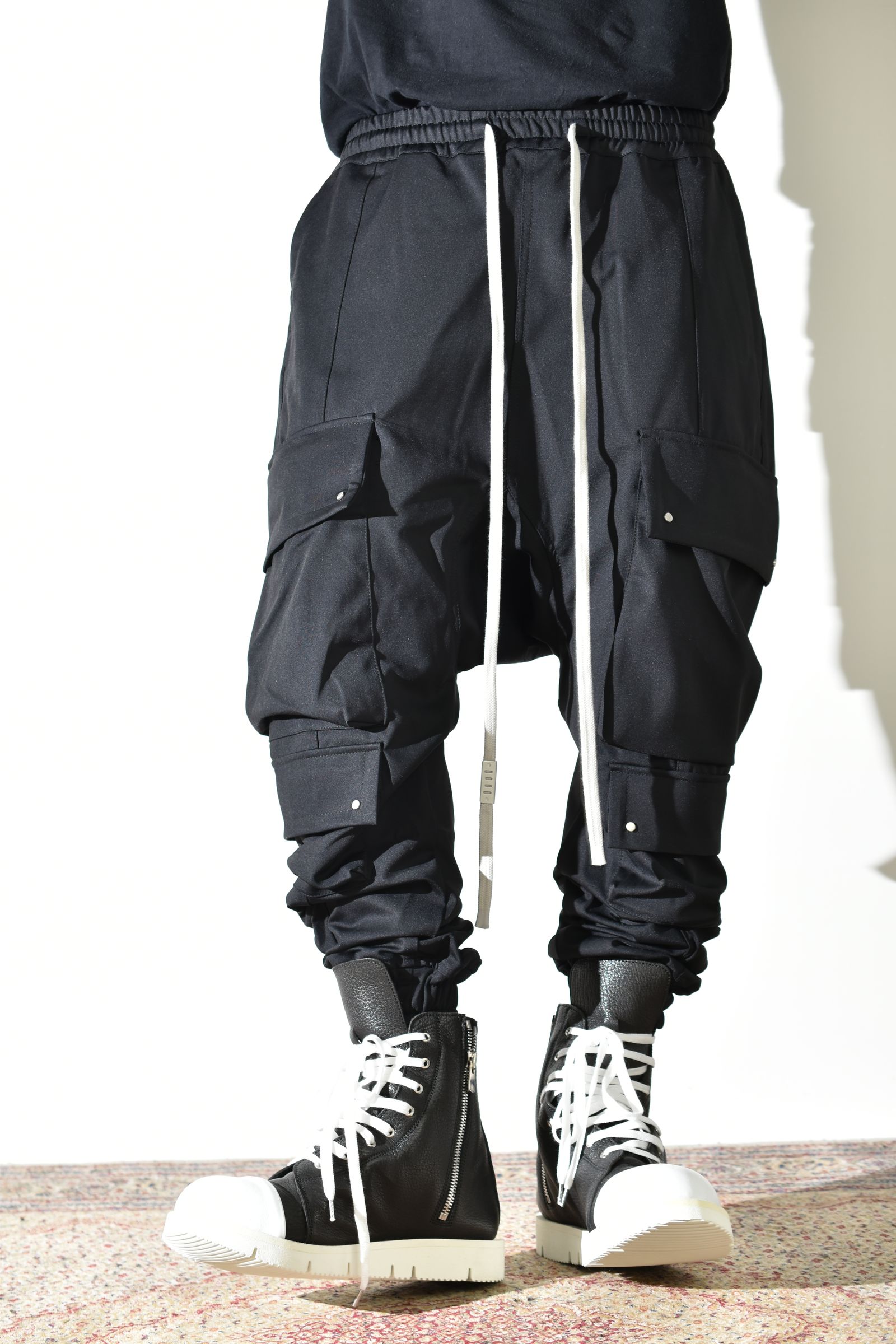 Technical Nylon Military Sarrouel Easy Pants"Black" / テクニカルナイロンミリタリーサルエルイージーパンツ"ブラック"