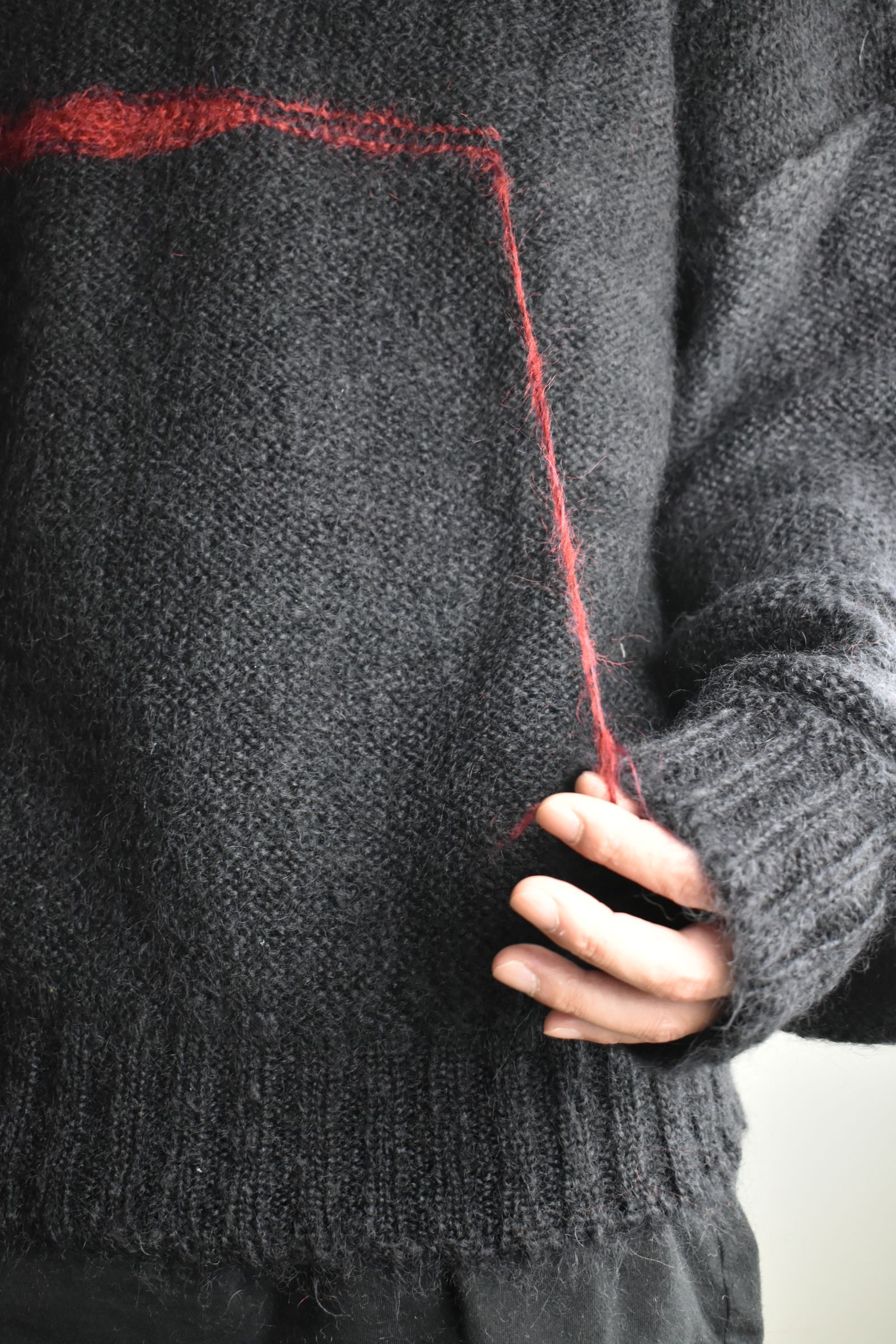 Mohair Knit Pullover "Black-Red" / モヘアニットプルオーバー"ブラックレッド"