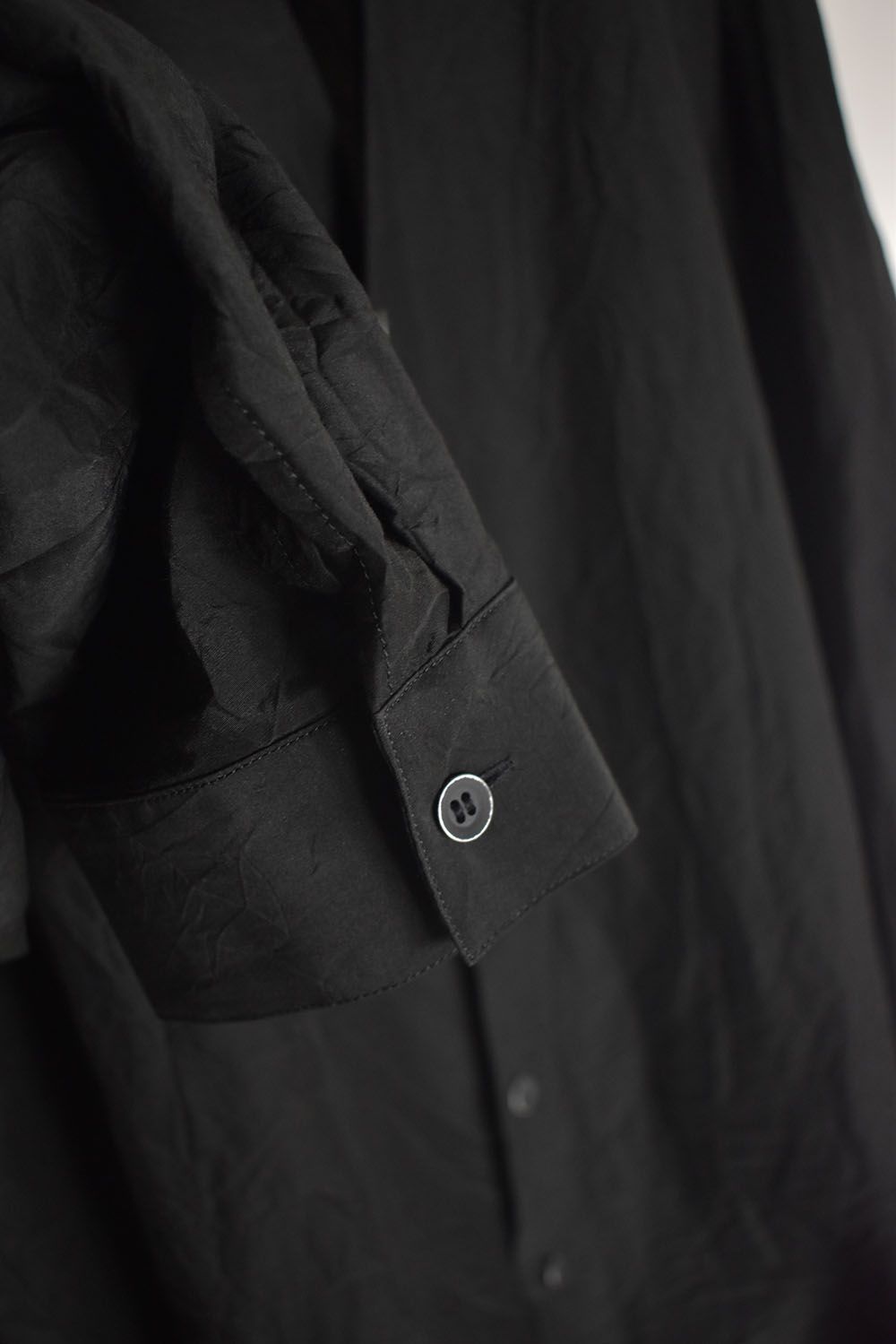 Silk Cotton Washer Shawl Collar Shirt"Black" / シルクコットンワッシャーショールカラーシャツ"ブラック"