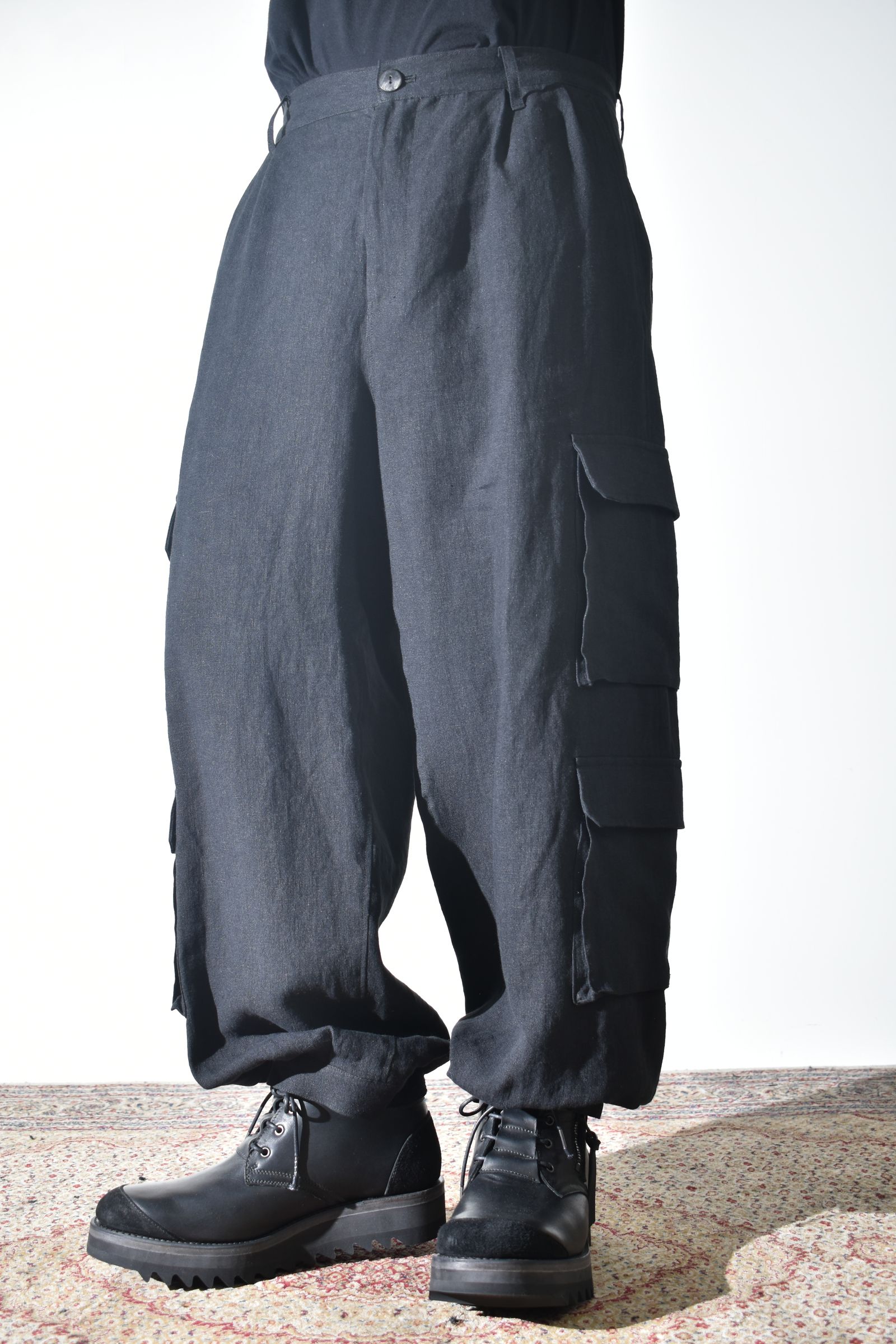 Linen Cargo Pants "Black" / リネンカーゴパンツ"ブラック"