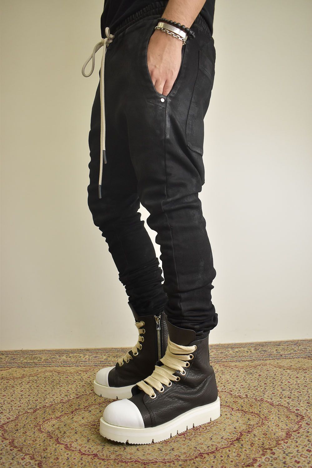 Coating Bonding  Sarouel Skinny Denim"Black" / コーティングボンディングサルエルスキニーデニム"ブラック"
