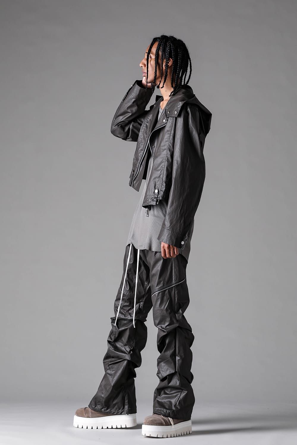 《2027SS先行予約》Side Zip Tuck Baggy Pants"Black / Khaki" / サイドジップタックバギーパンツ"ブラック / カーキ"