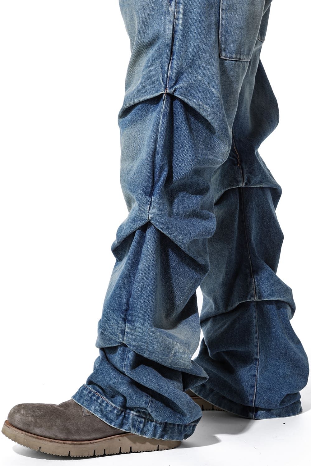 《2025AW先行予約》Denim Tuck Slim Baggy Pants"Indigo Blue/Black"/デニムタックスリムバギーパンツ"インディゴブルー/ブラック"