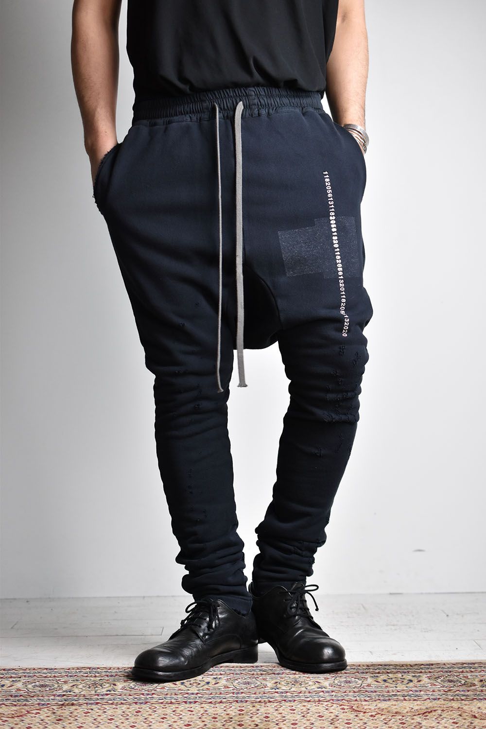 Damage Sweat Sarouel Skinny"Black/Grey"/ダメージスウェットサルエルスキニー"ブラック/グレー"