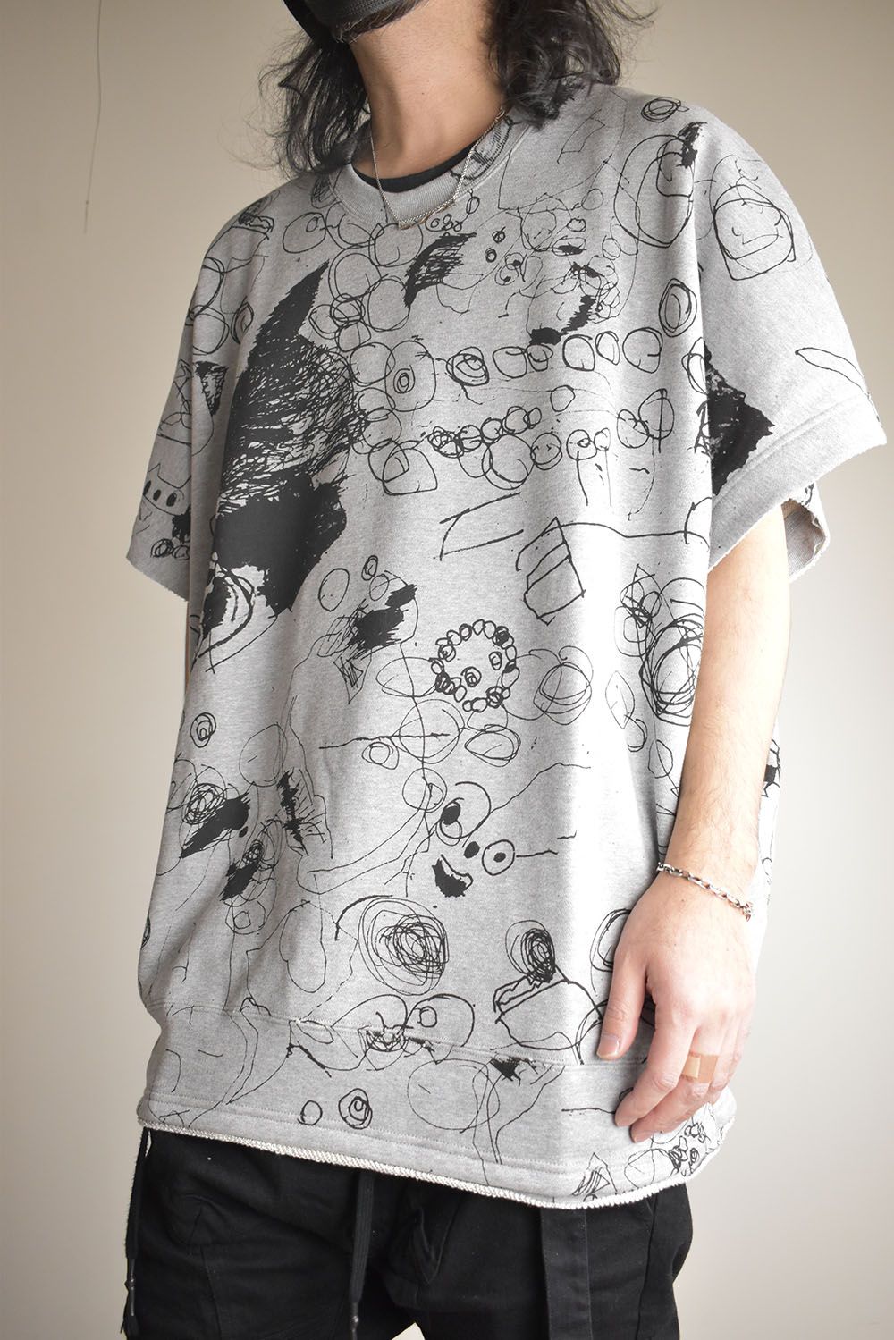 Sweat Oversize Print Pullover"Grey" / スウェットオーバープリントプルオーバー"グレー"