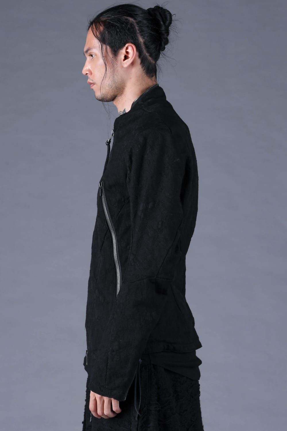 Damage Jacquard Single Rider Jacket"Black" / ダメージジャガードシングルライダースジャケット"ブラック"