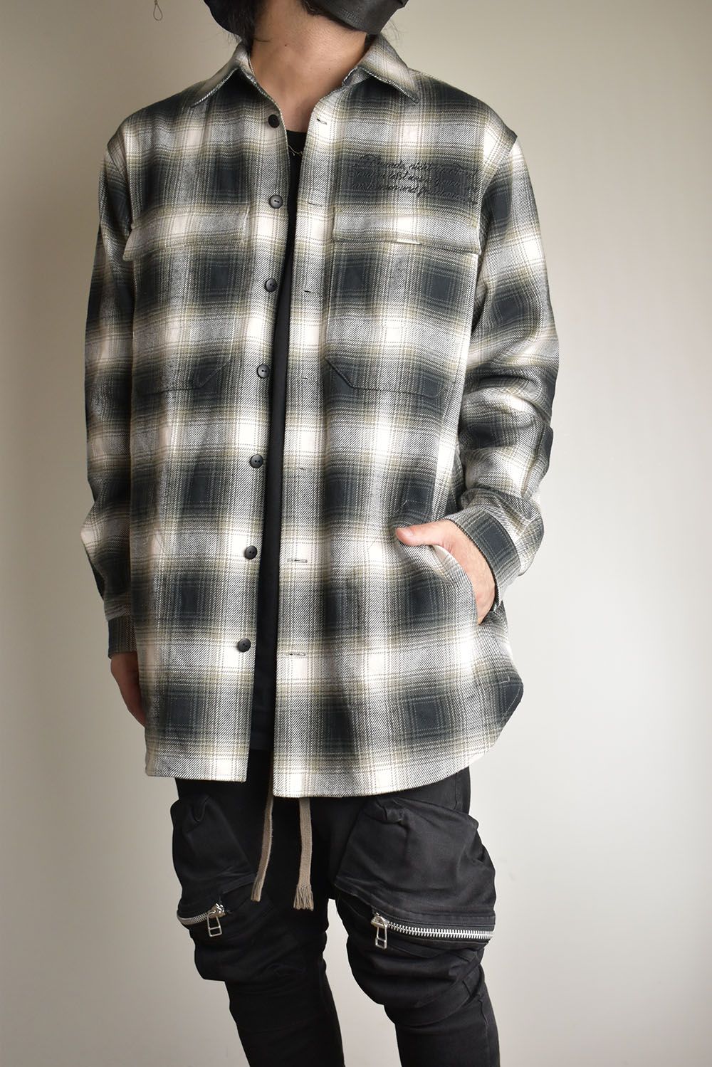 Ombre Check Long Shirts Jacket"White Check" / オンブレチェックロングシャツジャケット"ホワイトチェック"