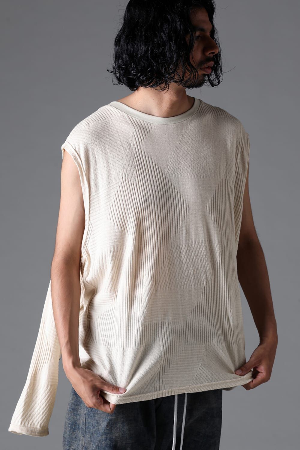 《2026SS先行予約》Deformed Stripe Pattern Shiva Long Sleeve Tee "Black / Cream" /ディフォルメドストライプパターンシヴァロングスリーブ"ブラック/クリーム"