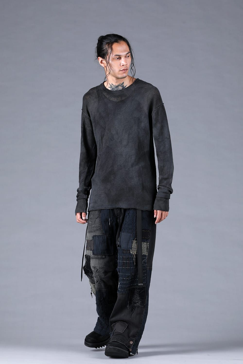 7G Paper Yarn Knit Pullover"Black" / 7Gペーパーヤーンニットプルオーバー"ブラック"