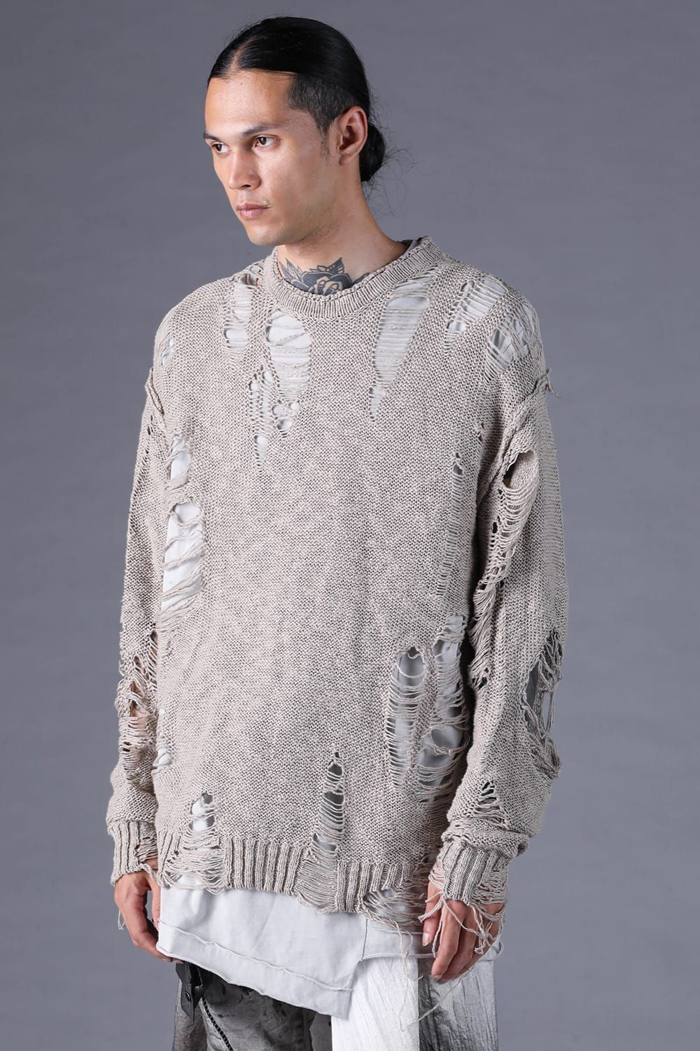 《2027SS先行予約分》3G Damage Knit Pullover "Grey" / 3Gダメージニットプルオーバー"グレー"