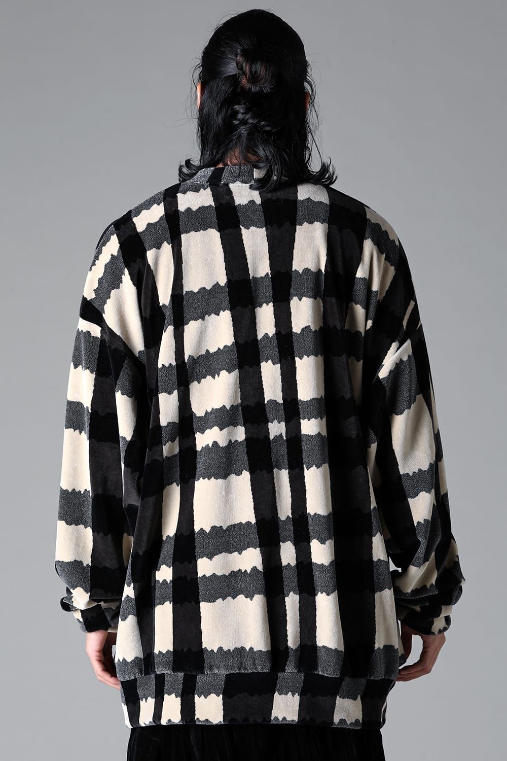 《2025AW先行予約》Checked Pattern Jumbo Cardigan"Black×Grey×Ivory" / チェックパターンジャンボカーディガン"ブラック×グレー×アイボリー"