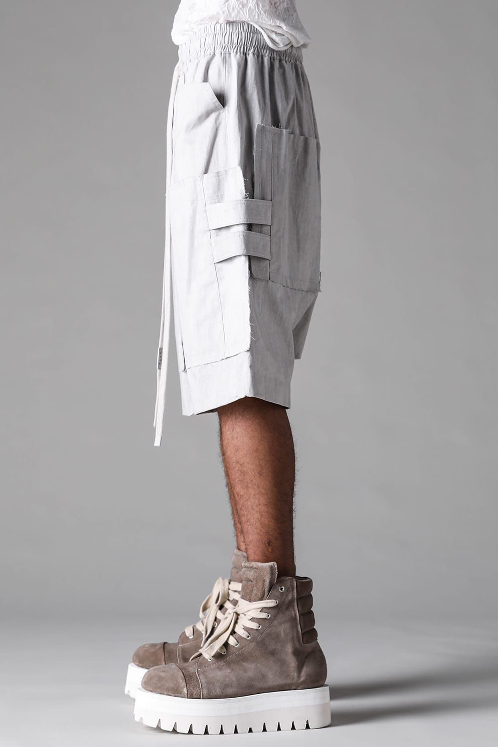 《2027SS先行予約》Sumi Dyed Cargo Shorts"Grey / L.Grey" / 墨染カーゴショーツ"グレー/ライトグレー"