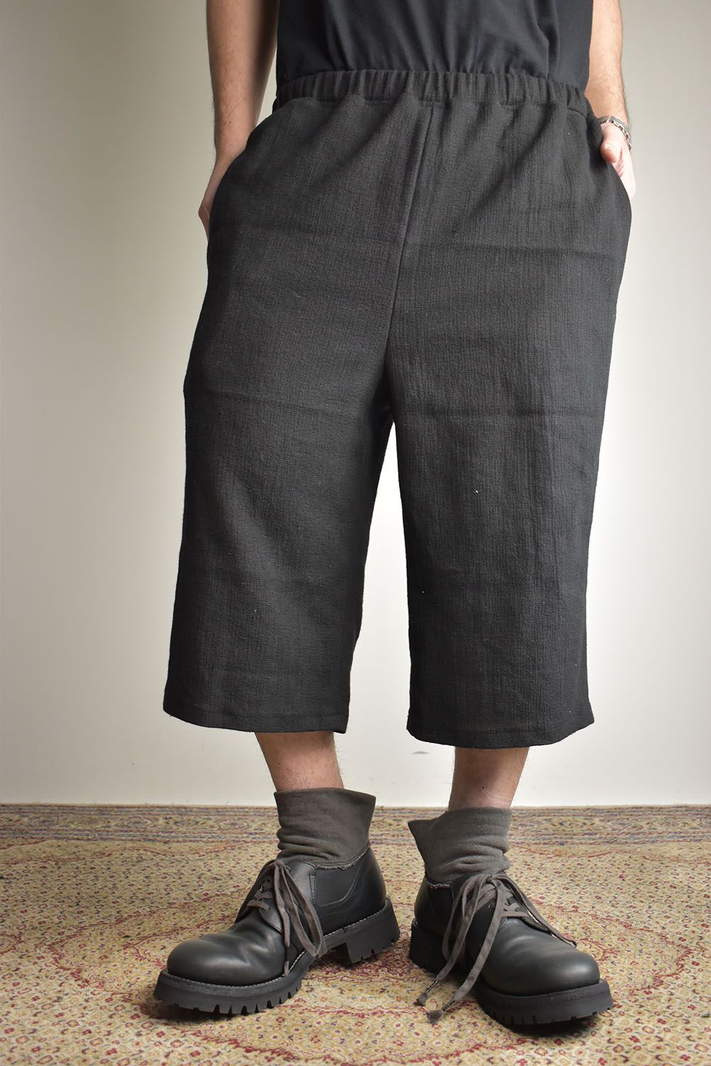 Linen Cotton Easy Wide Pants"Black" / リネンコットンイージーワイドパンツ"ブラック"