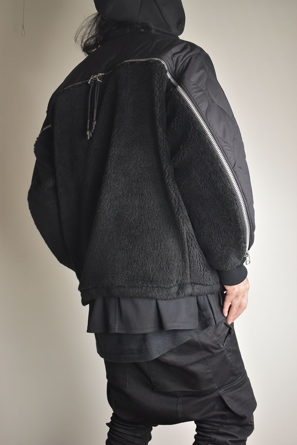Combination Zip Boa Jersey"Black" / コンビネーションジップボアジャージー"ブラック"