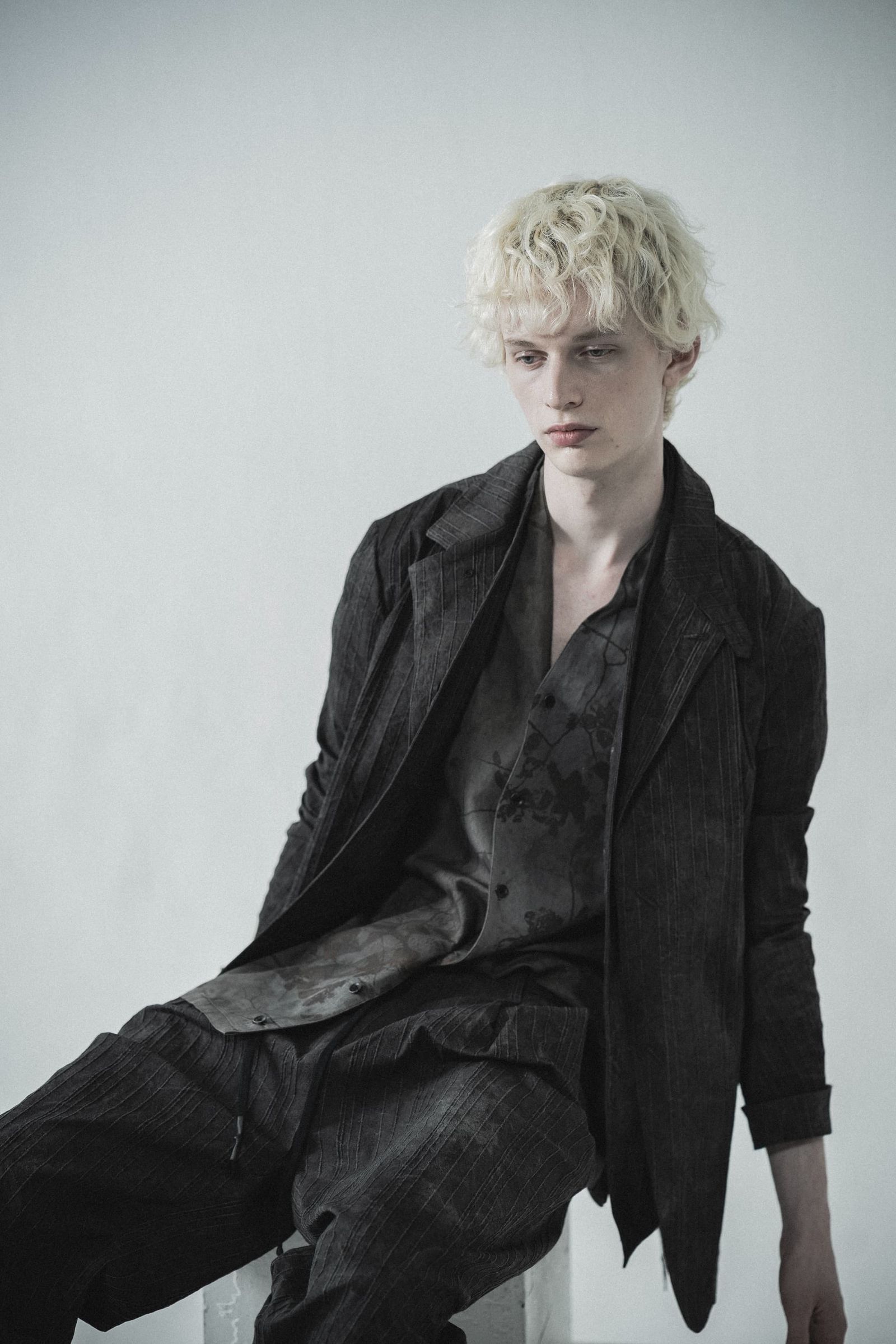 《2027SS先行予約分》Mura-Dye Dobby Stripe Tailored Jacket"Charcoal" / ムラ染トビーストライプテイラードジャケット"チャコール"