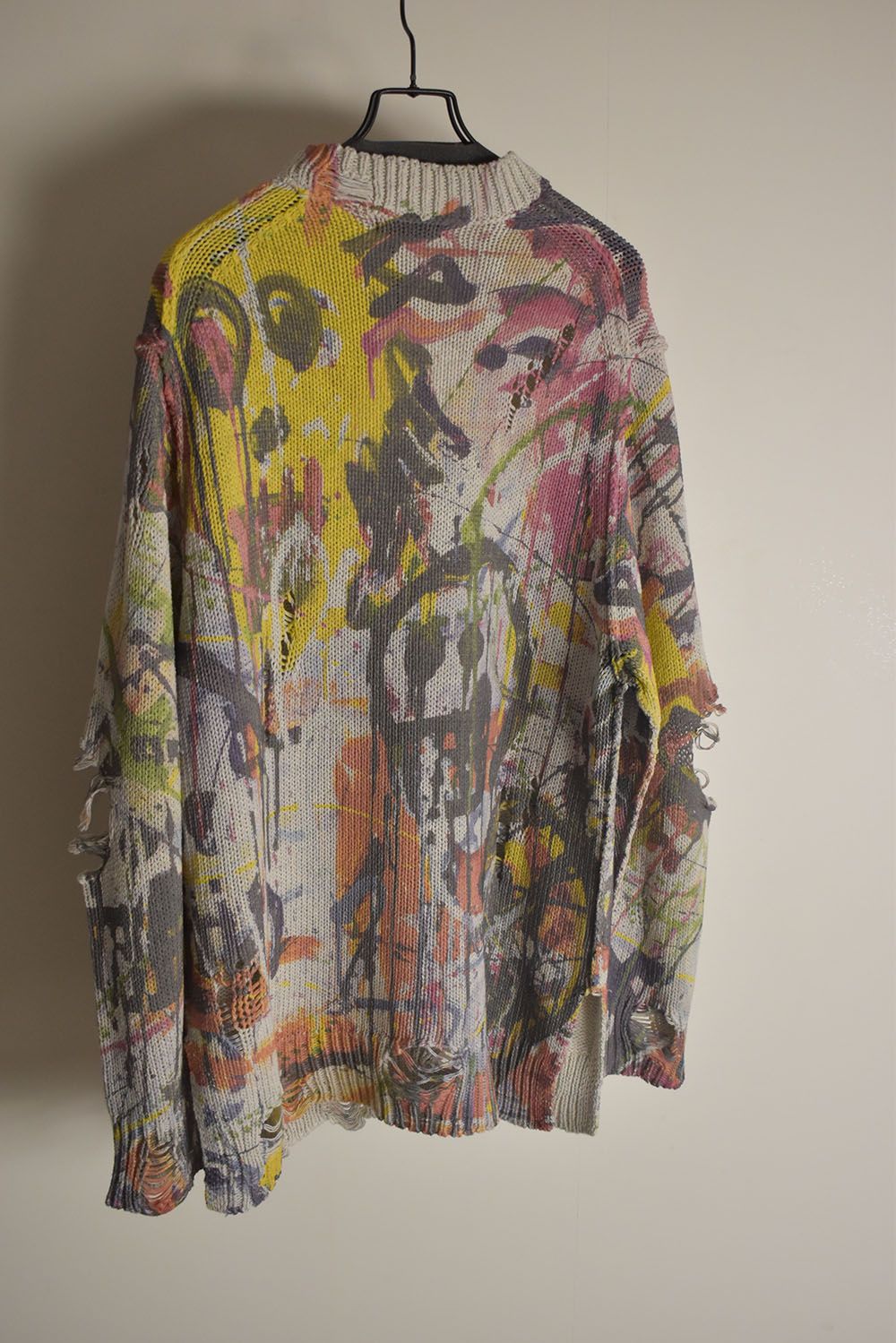 Inkjet Print Cotton 3GG Damaged Knit PulloVer"Color Print" / インクジェットプリント コットン 3GG ダメージニットプルオーバー "カラープリント"