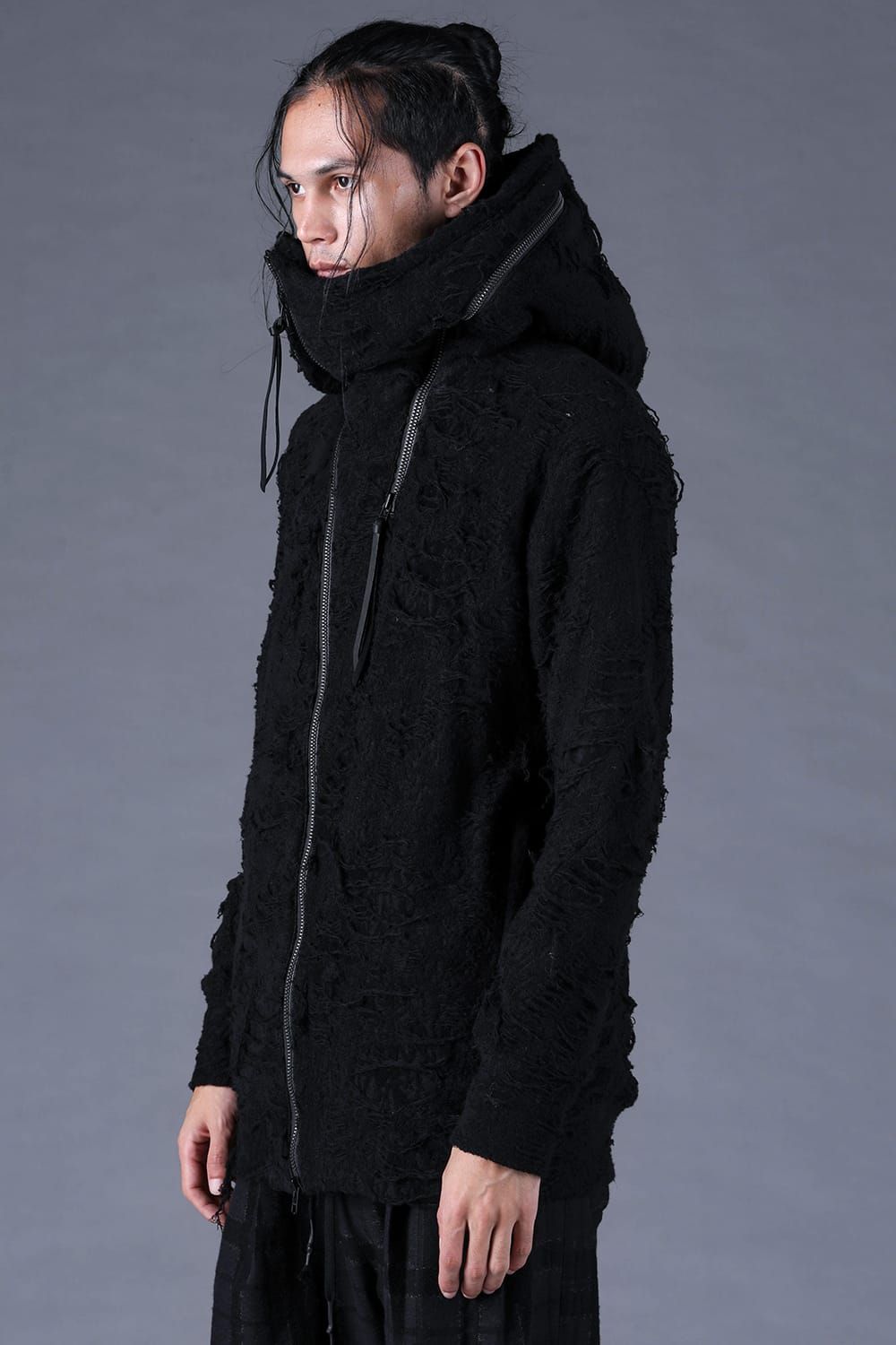 Damage Pile Zip-Up Hoodie"Black" / ダメージパイルジップアップフーディー"ブラック"