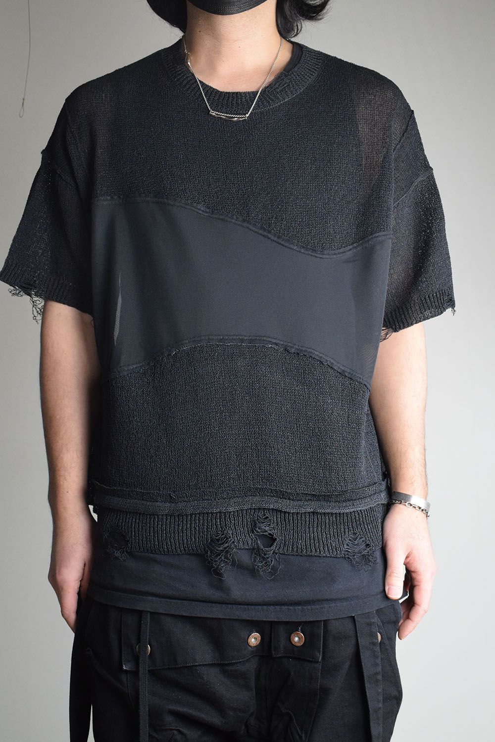 Dock Reverse Knit Tee"Black" / ドッキングリバースニットTee"Black"