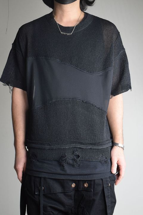 Dock Reverse Knit Tee"Black" / ドッキングリバースニットTee"Black"