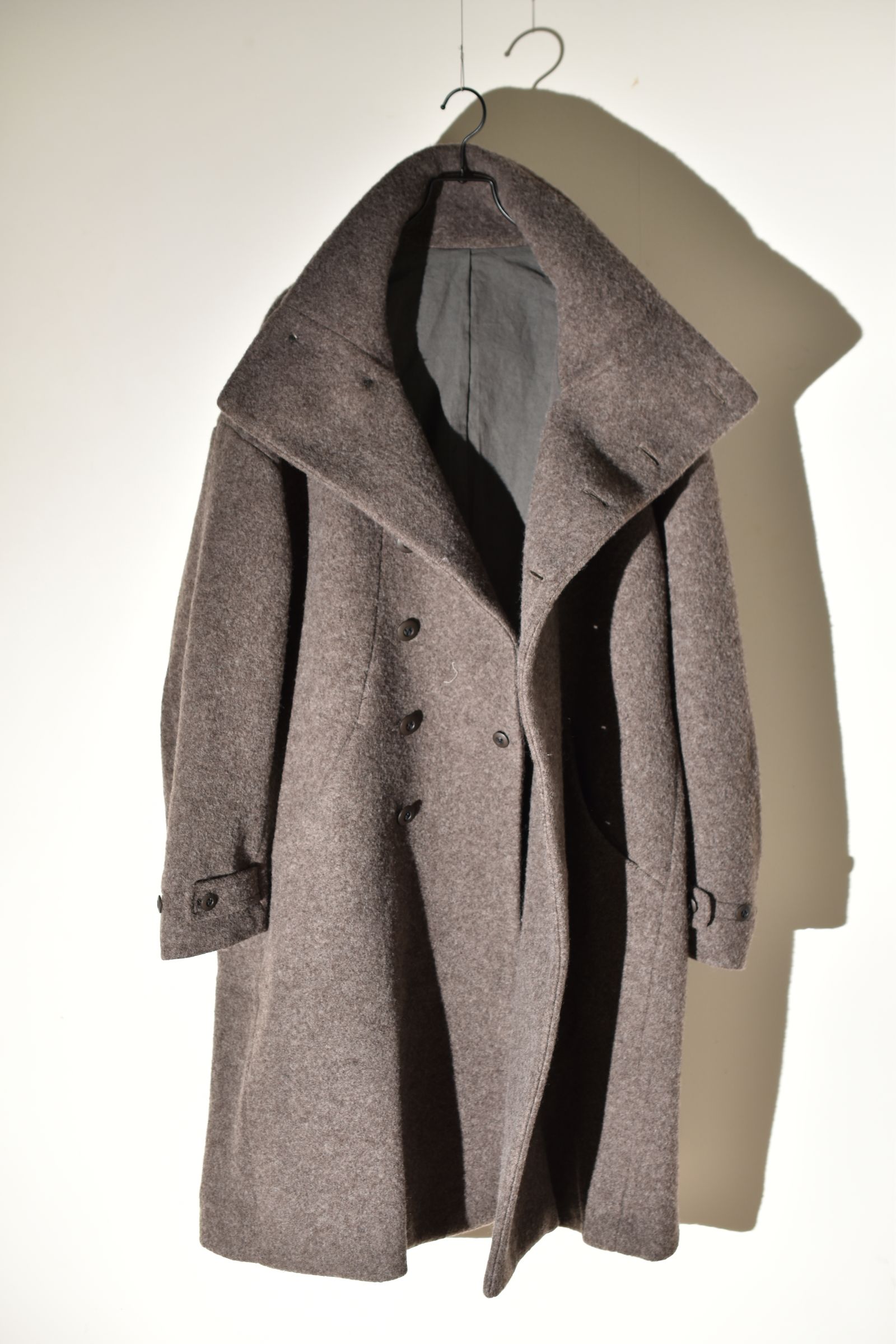 Wool Pile High Neck Coat "GreyBeige" / ウールパイルハイネックコート"グレーベージュ"