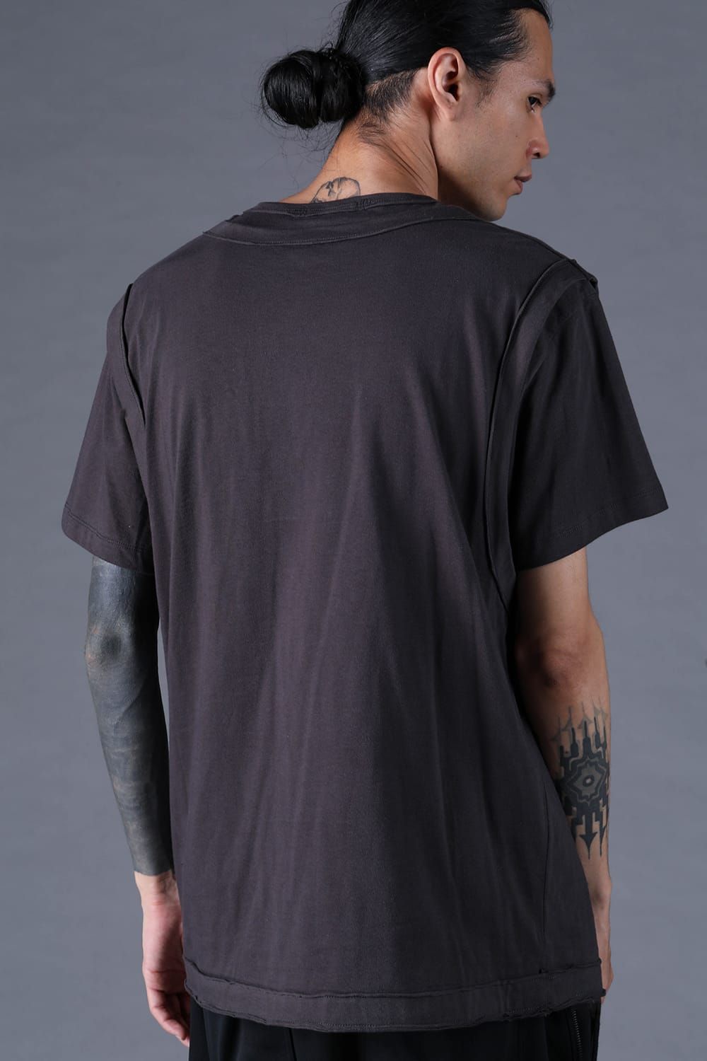 《2027SS先行予約分》30/- Cotton Layered S/S T-Shirt "Black" / Grey / Charcoal" / 30/-天竺レイヤードS/STシャツ "ブラック/グレー/チャコール"
