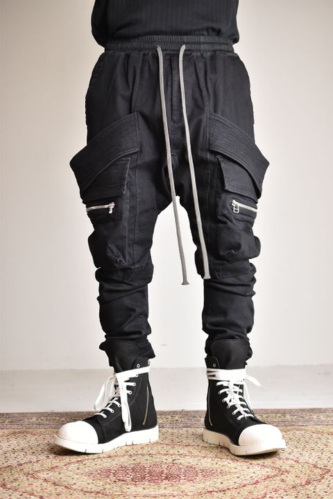 《2026SS先行予約》Denim Cargo Sarouel Skinny"Black"/デニムカーゴサルエルスキニー"ブラック"