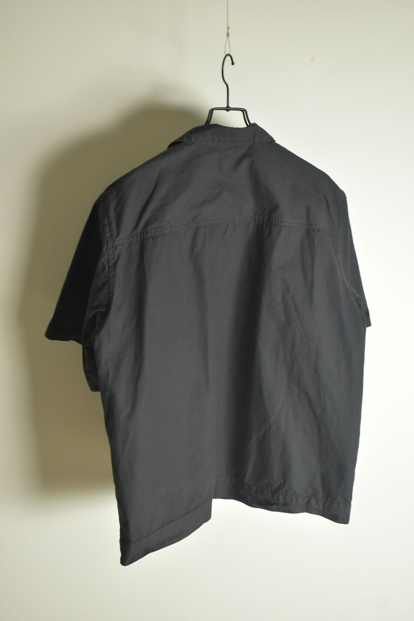 Rip Stop Open Collar Shirt"Black" / リップストップオープンカラーシャツ"Black"