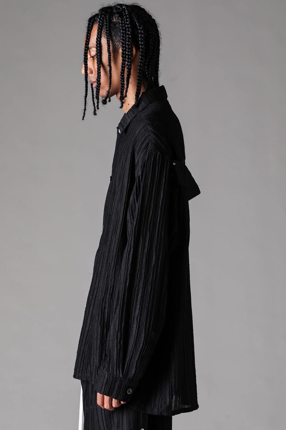 《2027SS先行予約》Ripple Sheer Shirts "Black" / リップルシアーシャツ"ブラック"