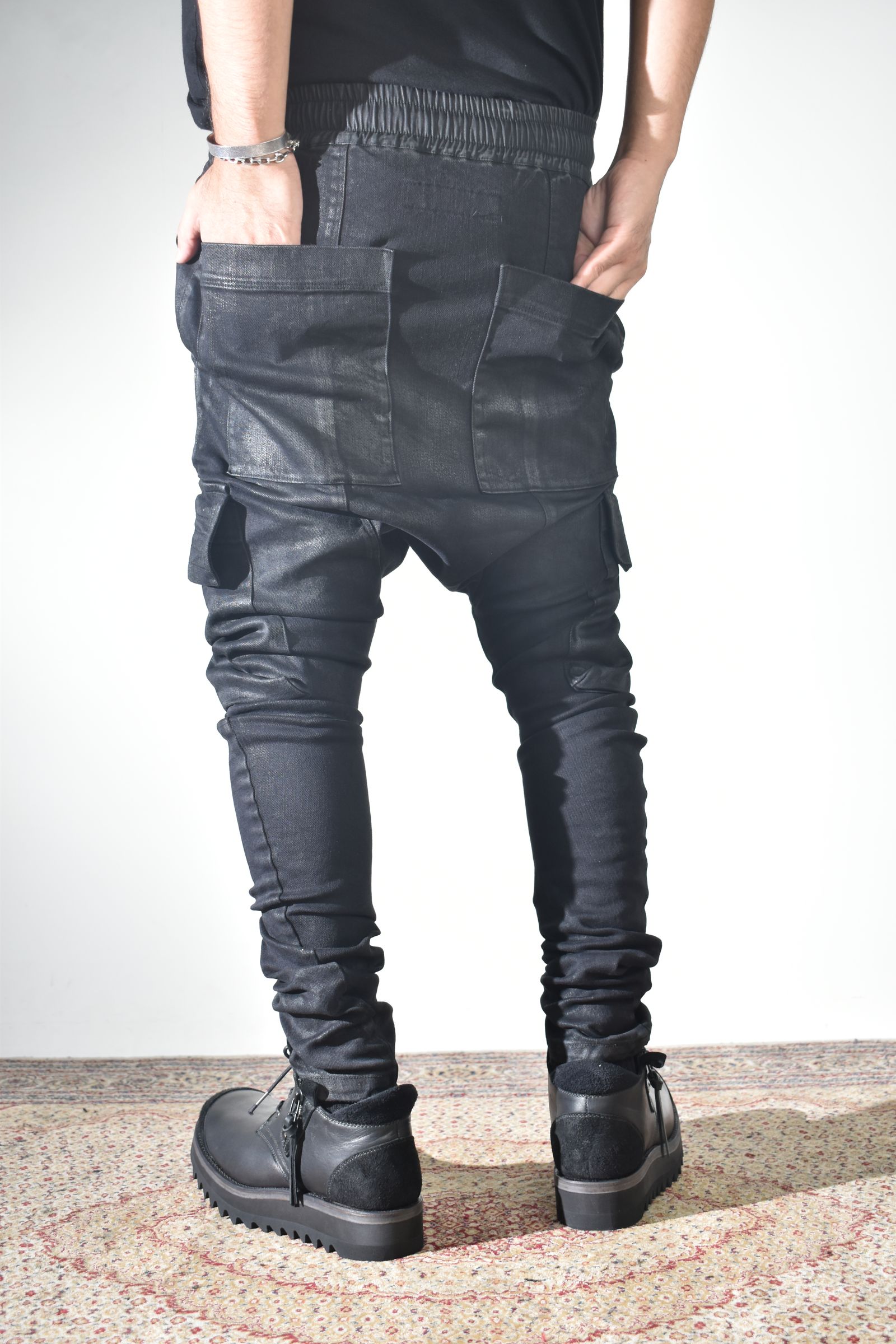 Coating Cargo Saroel Skinny"Black" / コーティングサルエルカーゴスキニー"ブラック"