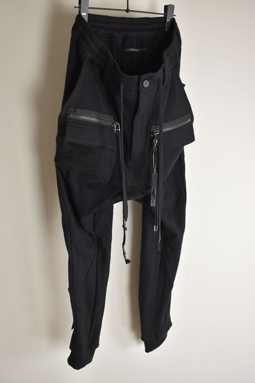 Non-ply Yarn Lined Belt Adjustable Crotch Jog Pants "Black" / 無撚糸裏毛ベルトアジャストロークロッチジョグパンツ"ブラック"