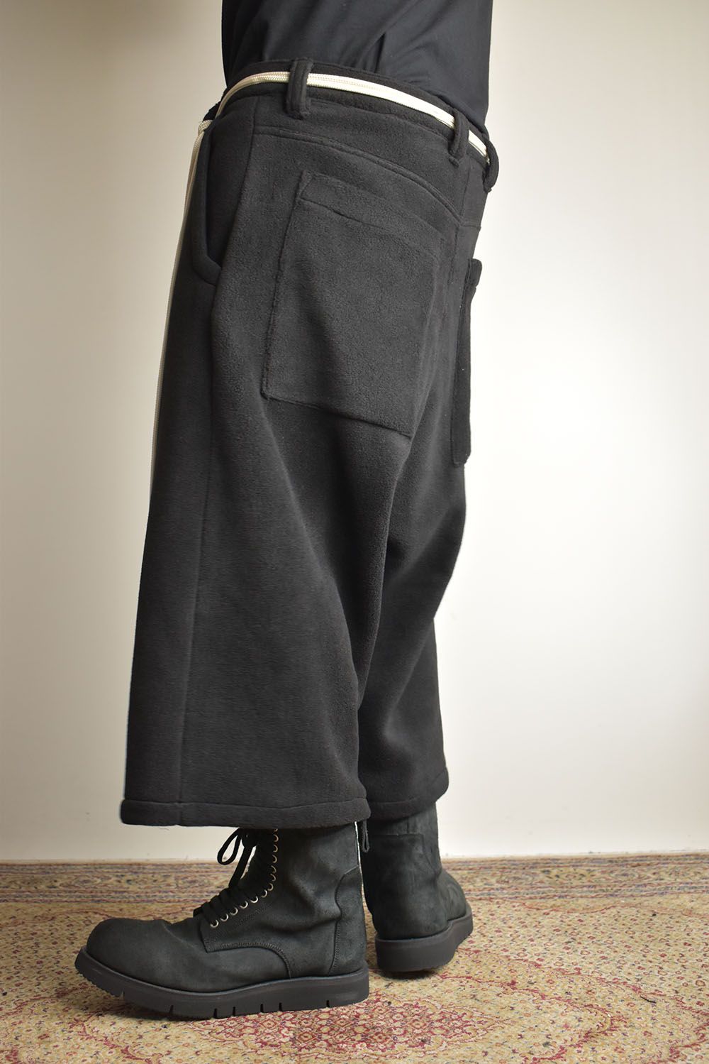 Fleece Over Cropped Pants"Black"/フリースオーバークロップドパンツ"ブラック"