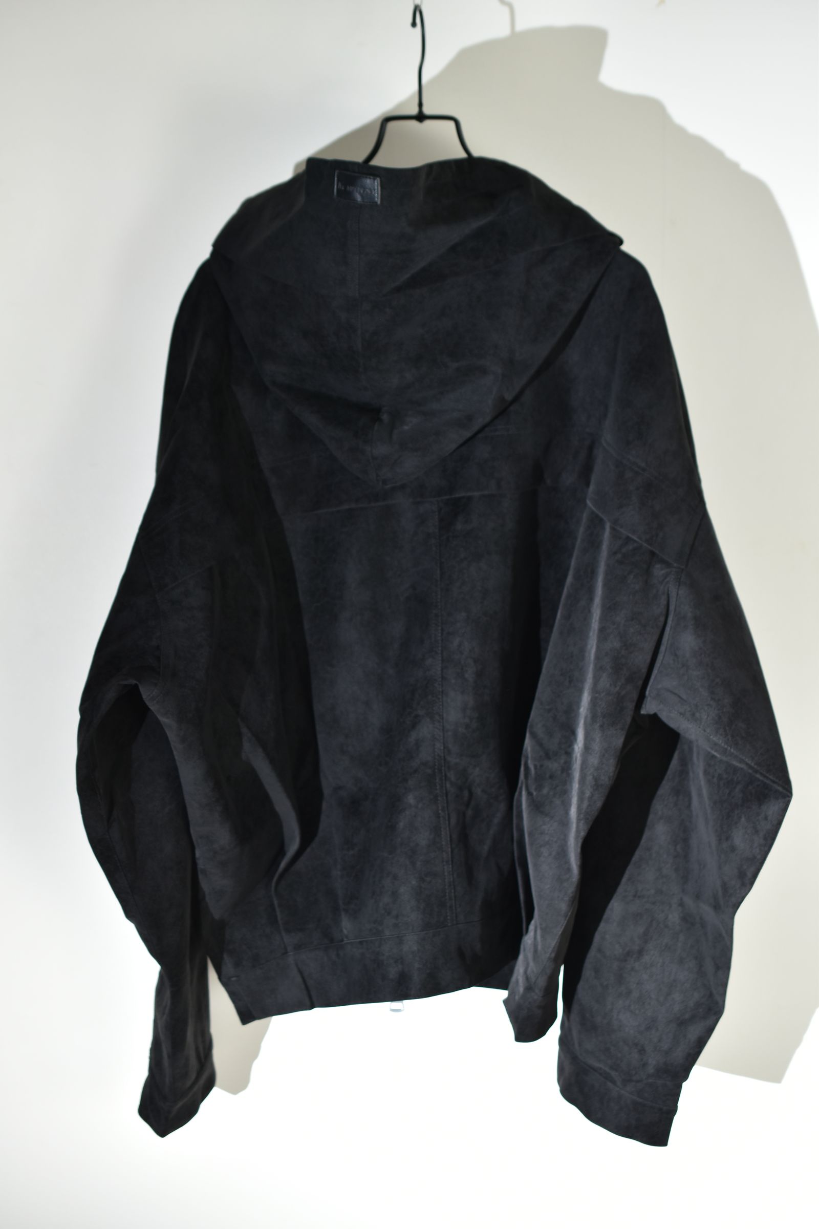Vegan Suede Leather Hoodie Blouson"Black" / ヴィーガンスウェードレザーフーディブルゾン "ブラック"