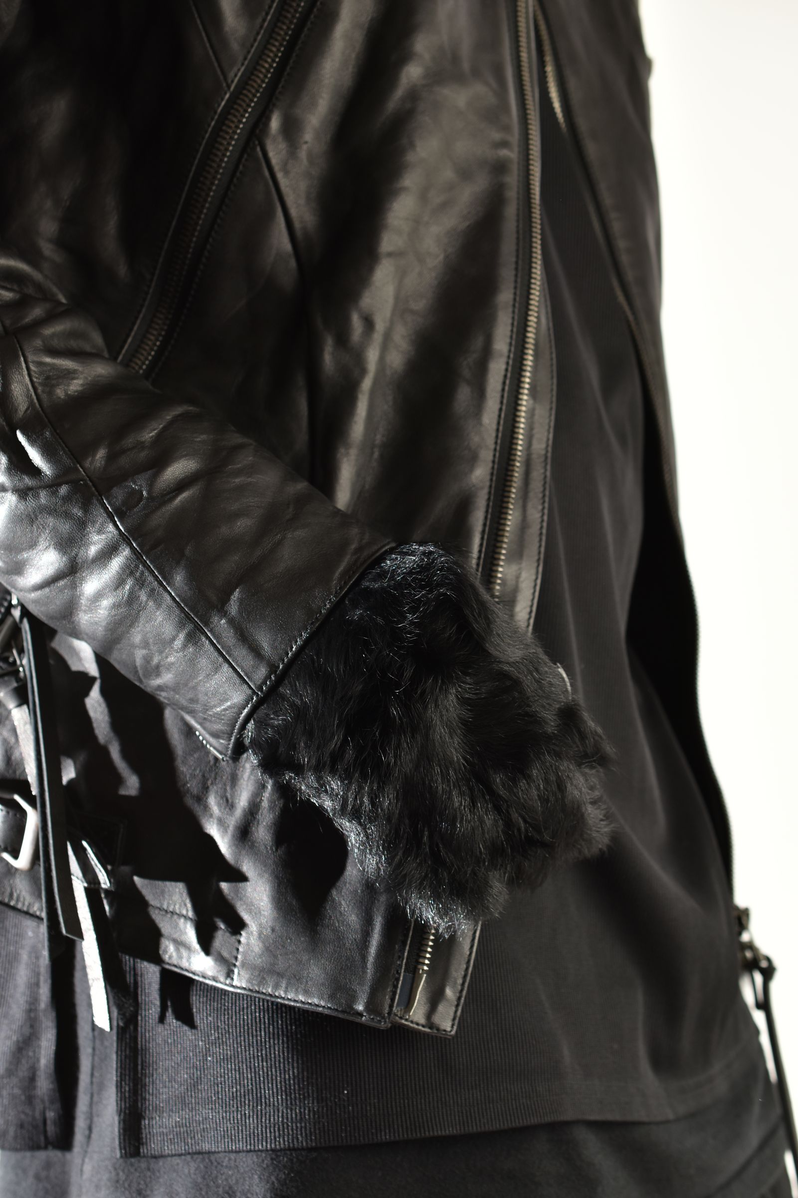 Goatfur and Horsehide Combination Gloves"Black" / ゴートファー×ホースレザーコンビネーショングローブ"ブラック"