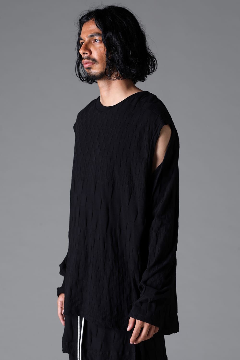 《2026SS先行予約》Gradient Plaid Pattern Shiva Long Sleeve Tee "Black / Cream" / グラデーションチェックパターンシヴァロングスリーブ"ブラック/クリーム"
