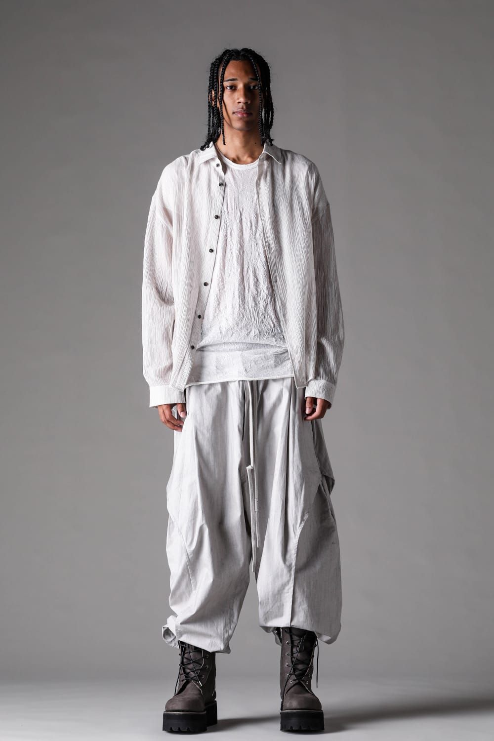 《2027SS先行予約》Sumi Dyed Side Tuck Tapared Pants"Grey / L.Grey" / 墨染サイドタックテーパードパンツ"グレー / ライトグレー"