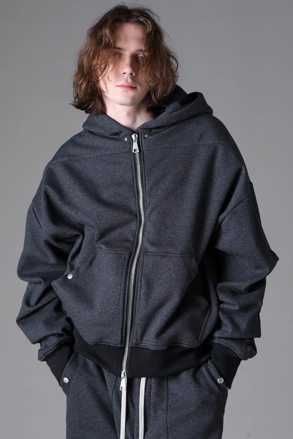 《2026AW先行予約》 Bonded Zip Hoodie"Black / D.Grey" ボンデッドジップフーディ"ブラック/ダークグレー"