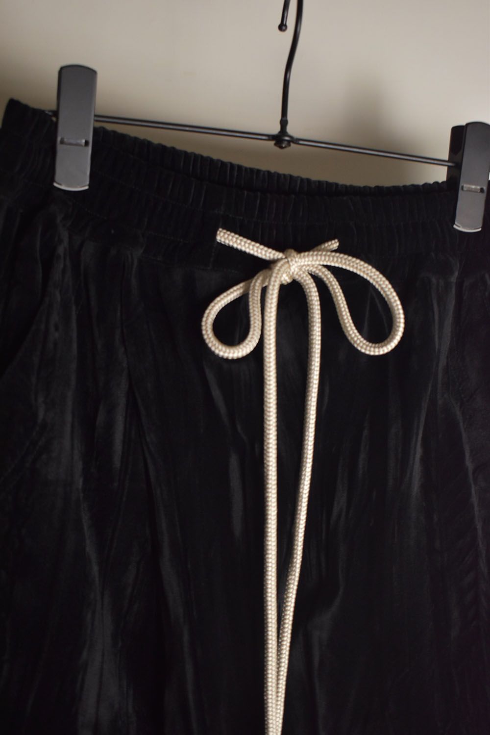 Washer Velour Wrap Skirt Pants"Black" / ワッシャーベロアラップスカートパンツ"ブラック"