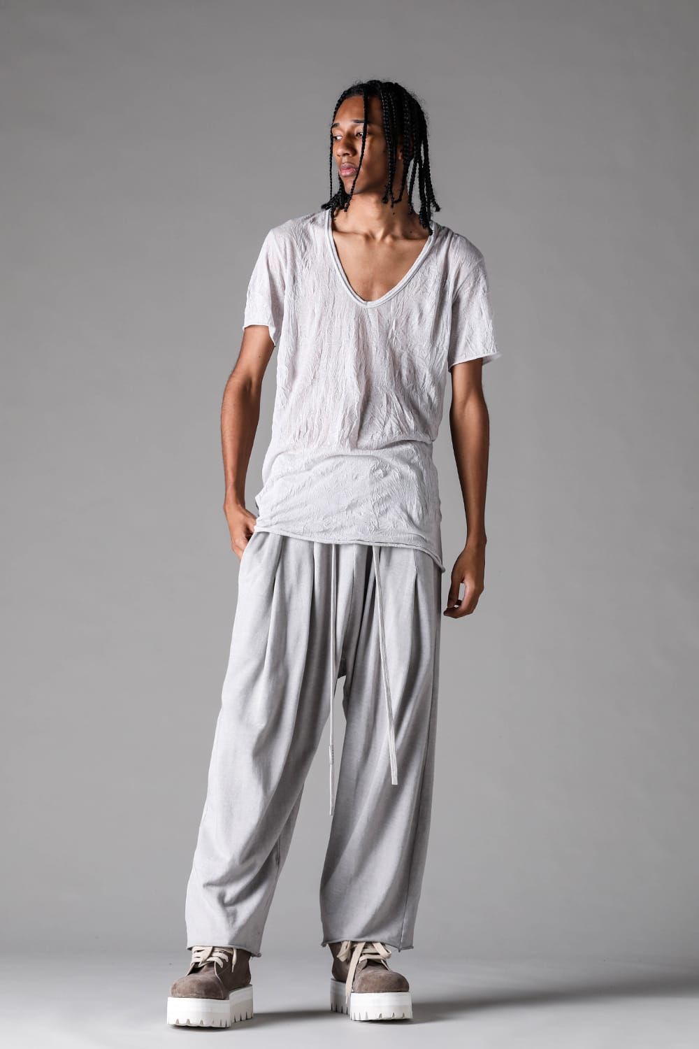 《2027SS先行予約》Sumi Dyed Tuck Wide Pants"L.Grey / D.Grey" / 墨染タックワイドパンツ"ライトグレー / ダークグレー"