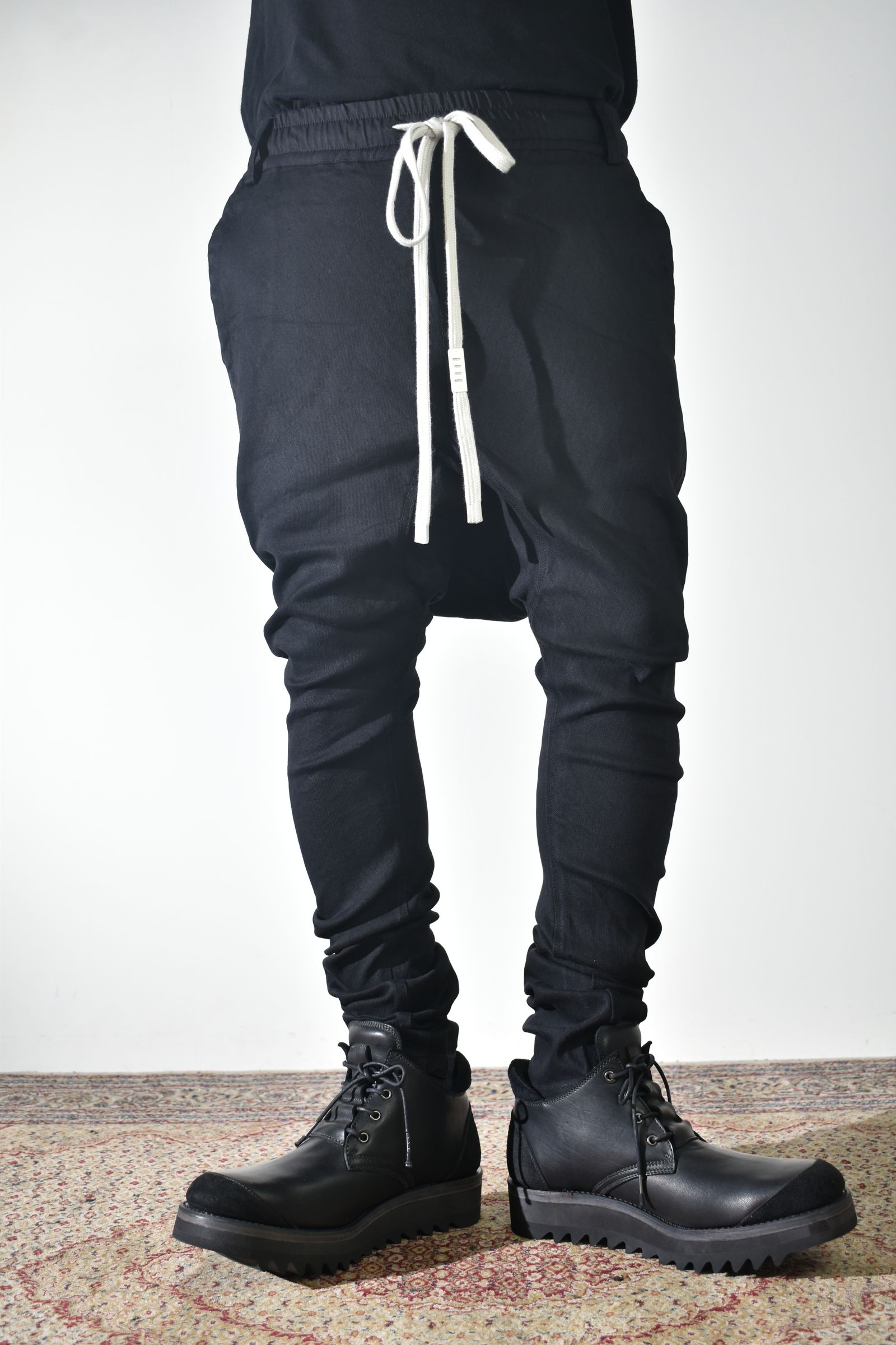 《2027SS先行予約》Stretch denim Sarouel skinny"Black" / ストレッチデニムサルエルスキニー"ブラック"