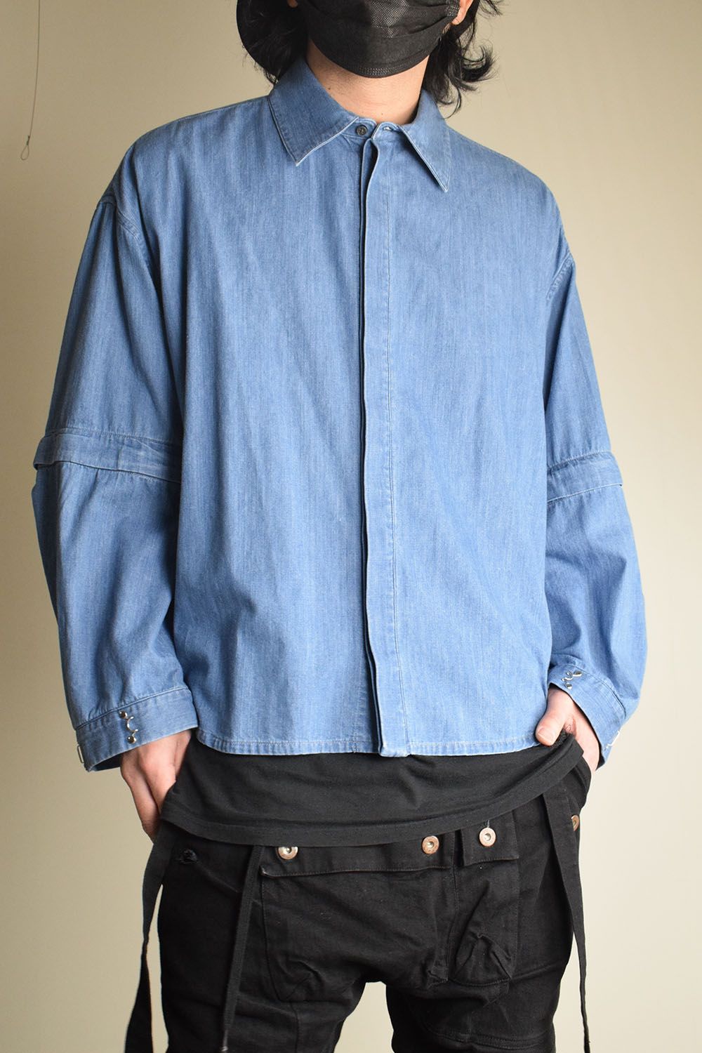 Detachable Sleeve Hook Cuff Shirt"Blue Washed" / デタッチャブルスリーブホックカフスシャツ"ブルーウォッシュド"