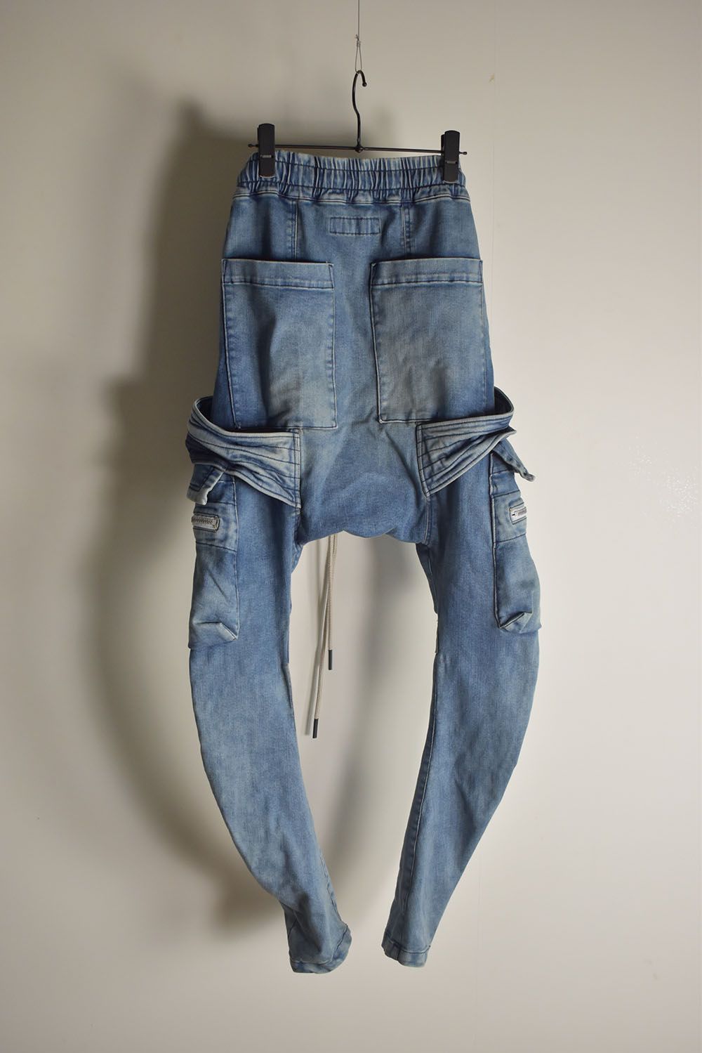 Denim Cargo Sarouel Skinny"Damage Black/Indigo Blue"/デニムカーゴサルエルスキニー"ダメージブラック/インディゴブルー"