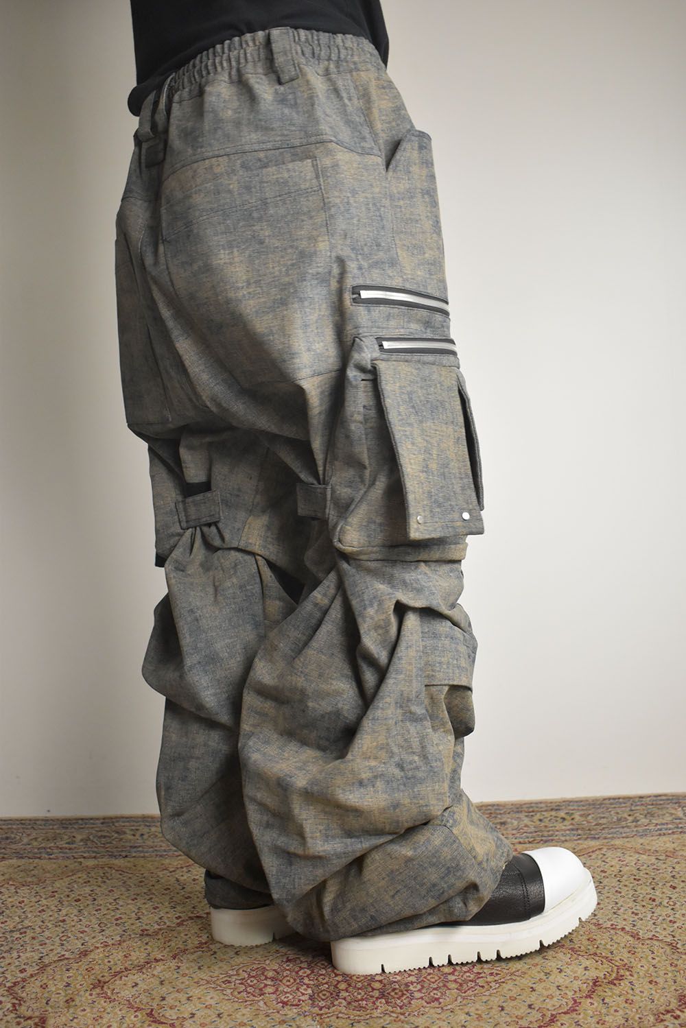 Blended Shades Denim Cargo Tuck Wide Pants"Steel Blue"/ ブレンデッドシェイドデニムカーゴタックワイドパンツ"スティールブルー"