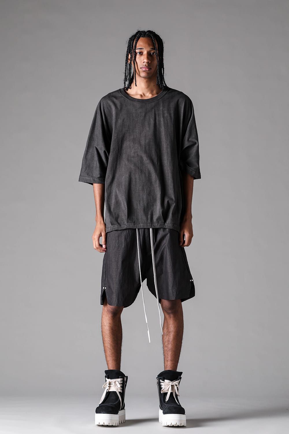 《2027SS先行予約》Cotton Nylon Side Slit Shorts"Black" / コットンナイロンサイドスリットショーツ"ブラック"