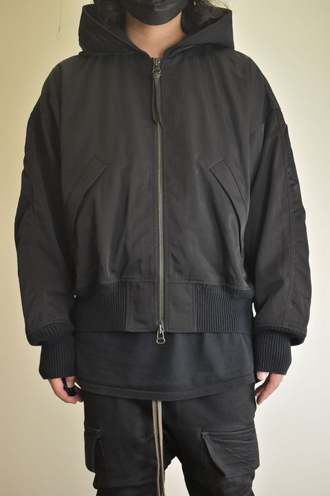 Nylon Wool Twill Hooded Jacket"Black" / ナイロンウールツイルフーデッドジャケット"ブラック"